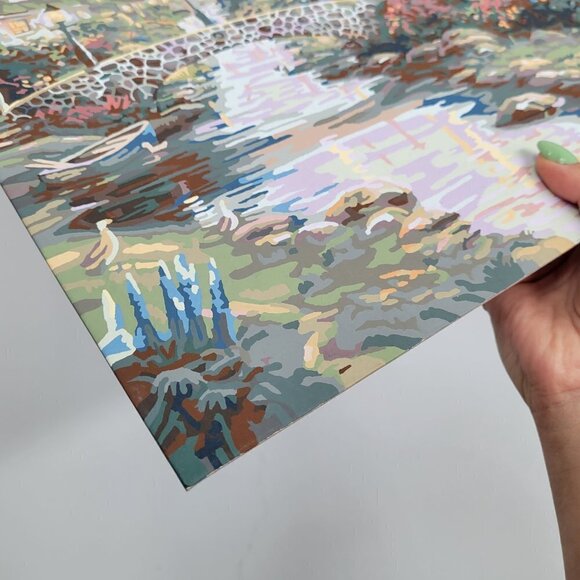 Thomas Kinkade Lamplight Bridge Paint‎ By Number Finished Painting 20by16 - Picture 8 of 17